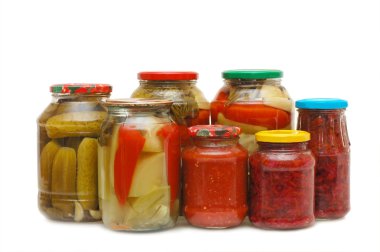 Glass jars with tinned vegetables clipart