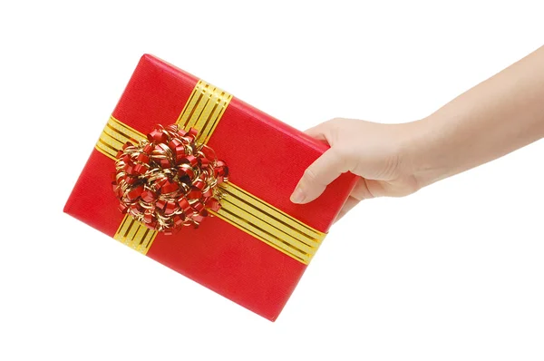 Schachtel mit einem Geschenk in der Hand — Stockfoto