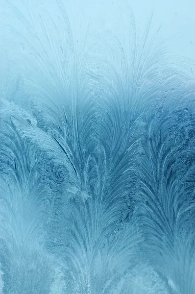 Mroźny naturalny wzór na zimowym oknie — Zdjęcie stockowe
