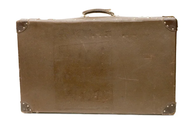 Стара валіза ізольована на білому — стокове фото