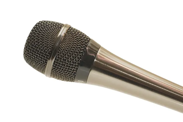Stor svart mikrofon på en vit — Stockfoto