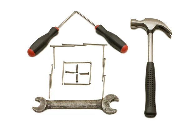 House from building tools — Stock Photo, Image