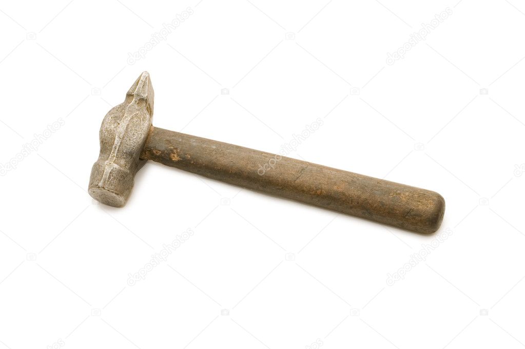 Old hammer isolated on white background