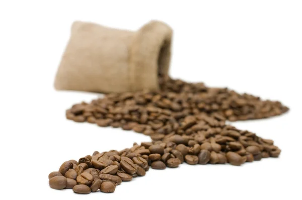 Saco de café no fundo branco — Fotografia de Stock
