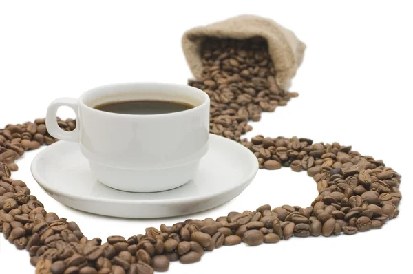 Poharat a kávé szemes kávé — Stock Fotó