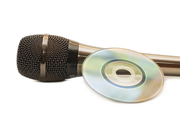 Microphone and dvd disk isolated — Stock Photo, Image