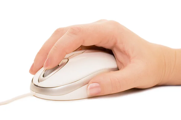 Bir bilgisayar fare ile el — Stok fotoğraf