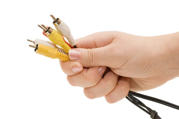 Computer kabels in de hand — Stockfoto