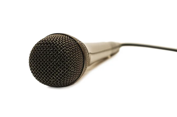 Svart mikrofon på en vit bakgrund — Stockfoto
