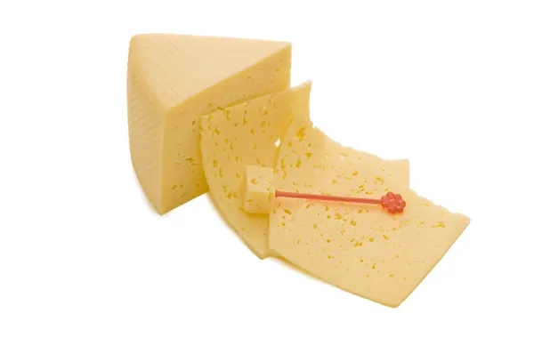 Peça de queijo isolada em branco — Fotografia de Stock