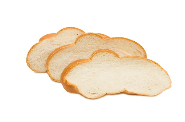 Vit skära bröd isolerad på vit — Stockfoto