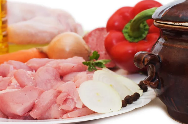 Свіже м'ясо та різні компоненти — стокове фото