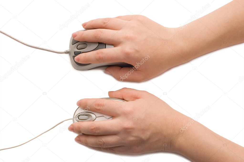 Hand with a computer mouse