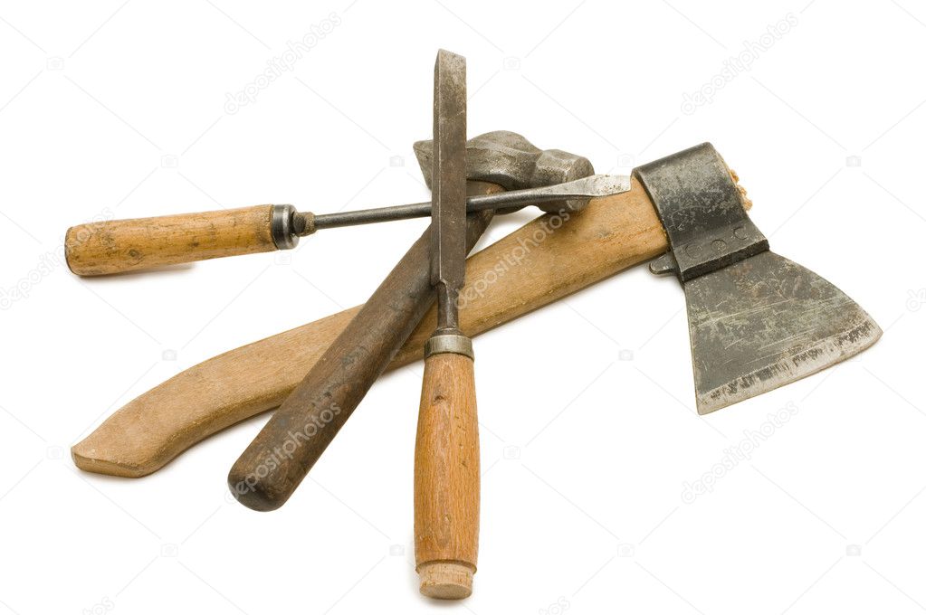 Old building tool isolated on white