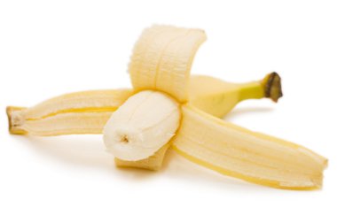 Open banana isolated on white clipart