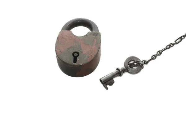 Lock and key on white background — Stock Photo, Image