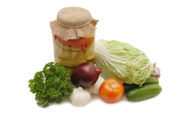Taze ve konserve sebzeler — Stok fotoğraf