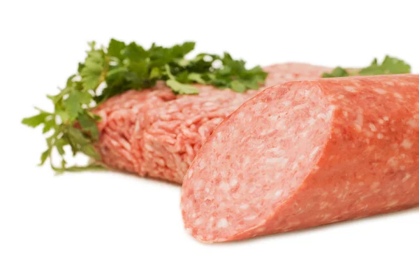 Vleesvulsel en worst — Stockfoto