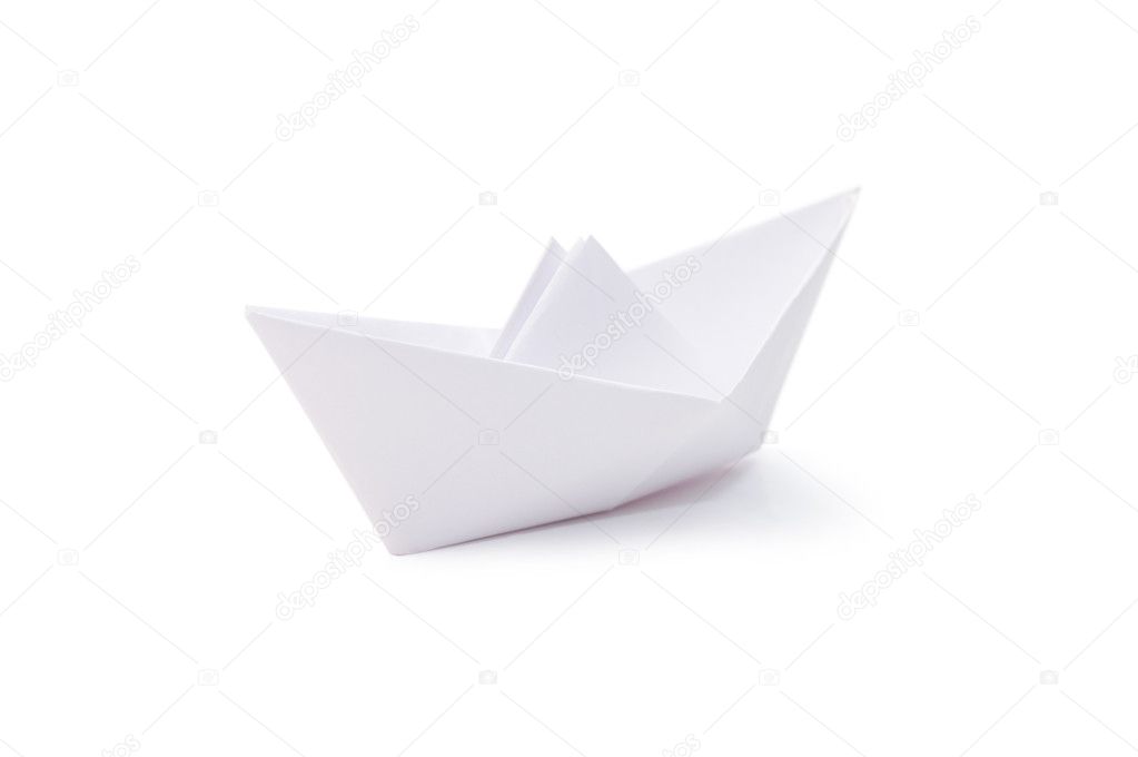 Paper ship isolated on white