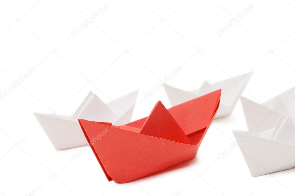 Paper ships isolated on white