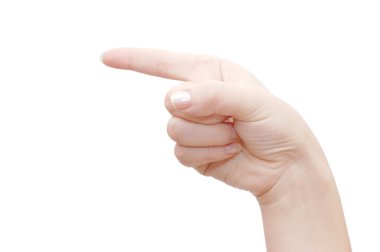 işaret parmağı üzerinde beyaz izole