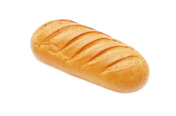 Fresh baked long loaf on a white — Stock Photo, Image