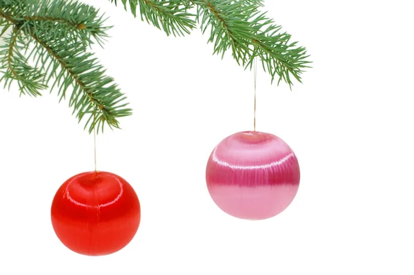 Kürk-ağaç Noel küreler — Stok fotoğraf