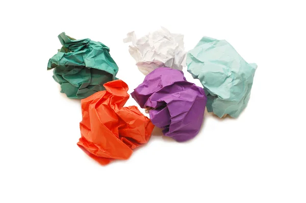 Five lumps of a colour paper isolated — Stock Photo, Image