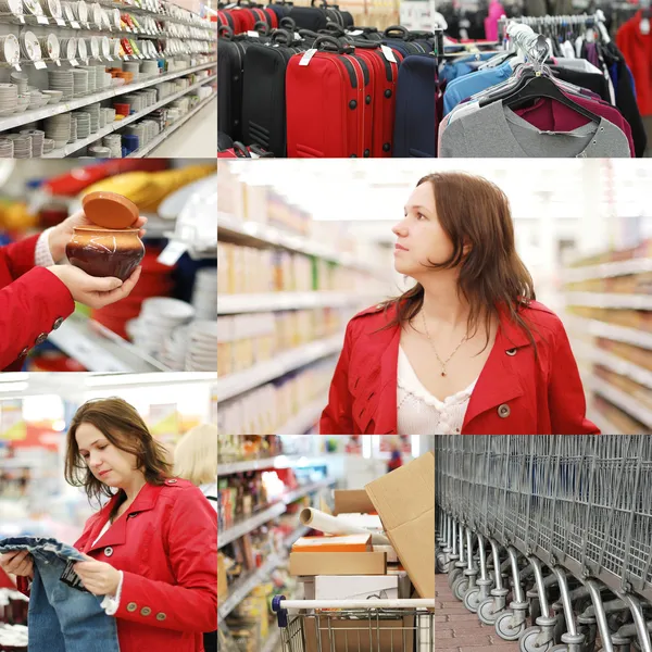 Collage from photos in a supermarket — Stock Photo, Image