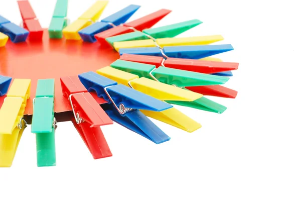 Új színes clothespins elszigetelt — Stock Fotó
