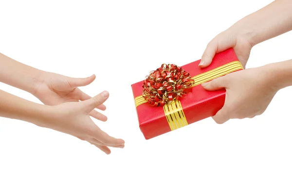 Para entregar un regalo aislado en blanco Imagen De Stock