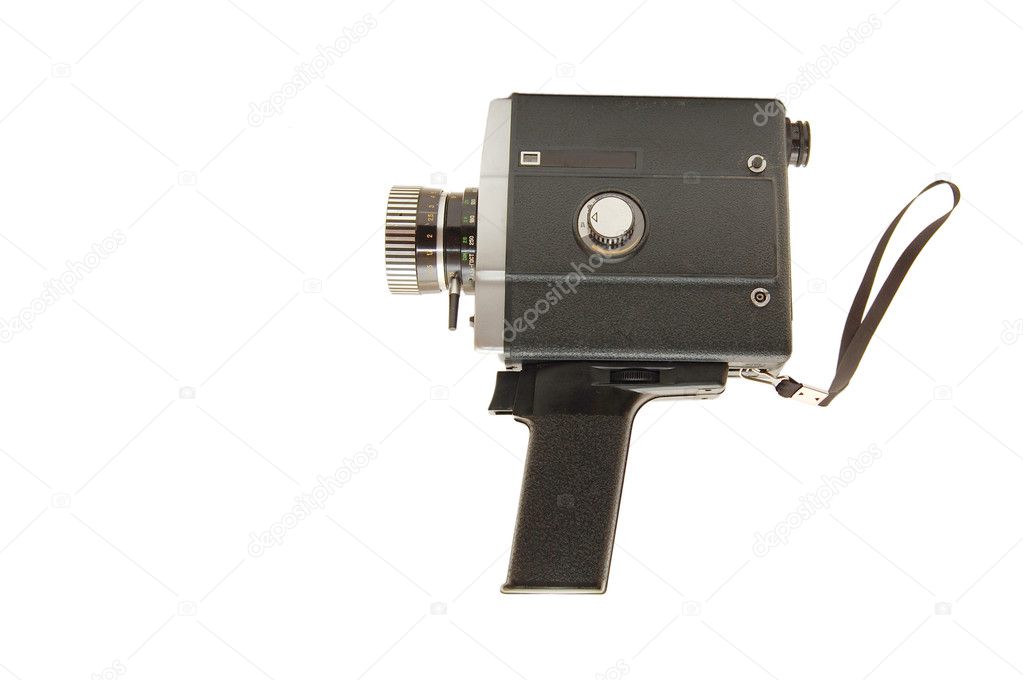 Old videocamera isolated on white