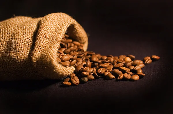 Väska med färska kaffebönor — Stockfoto