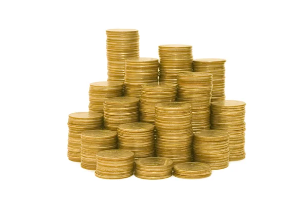 Monedas de oro aisladas en blanco —  Fotos de Stock