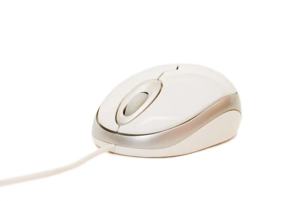 Computer mouse with cable on white — Stock Photo, Image