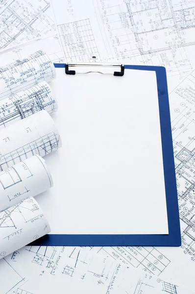 Clipboard on the house project — Stock Photo, Image