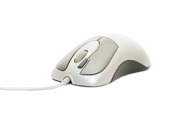白のケーブルとコンピューターのマウス — ストック写真