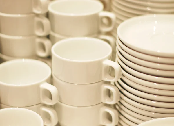 组合的咖啡杯子和碟子 — 图库照片