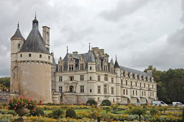 Chateau and Garden Chenonceau castle in France clipart