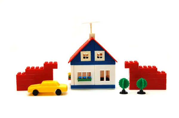 Miniaturní vesnice s domem — Stock fotografie