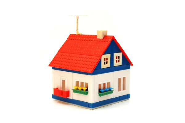 Small house constructed of toy blocks — Stock Photo, Image