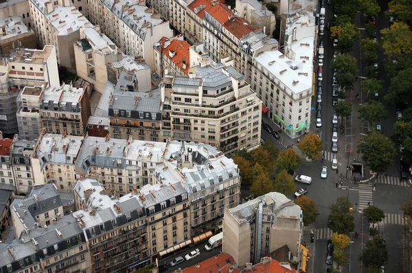 Paris hustak och vägskäl — Stockfoto