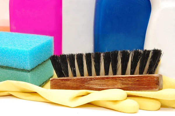 Gros plan sur les nettoyants hygiéniques pour travaux ménagers — Photo