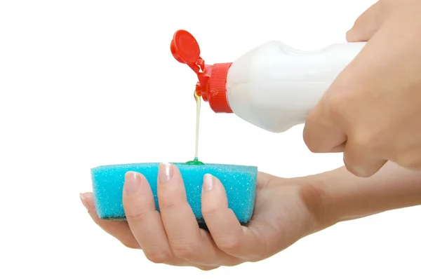 Průtok gel na mytí nádobí — Stock fotografie