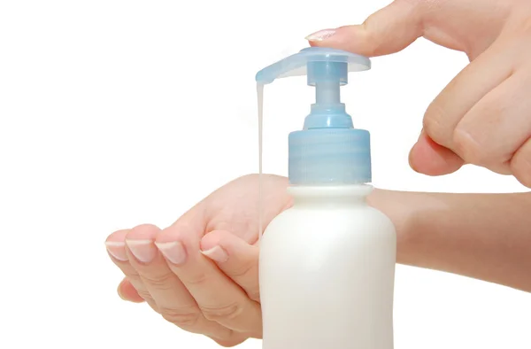 Мыло для мытья рук с пеной — стоковое фото