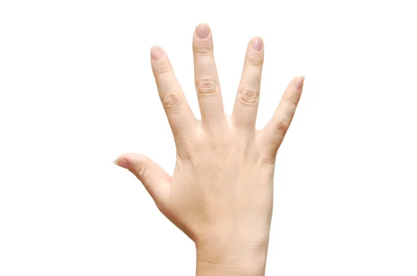 Frauenhand zeigt die Zahl fünf — Stockfoto