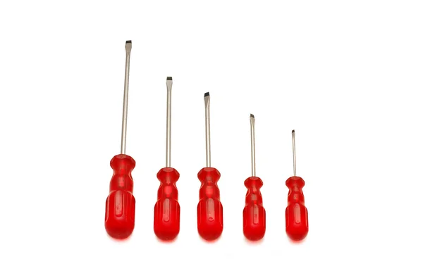 Red screw-drivers isolated on white background — Stock Photo, Image