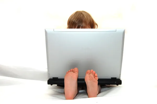 Baby computer genious — Stock Photo, Image