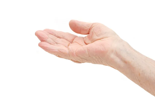 Old hand on a white background — Stock Photo, Image
