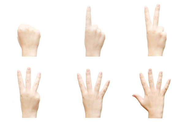 Women hand show the number five